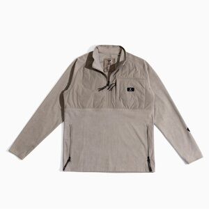 Vassa Oak Jacket Fleece Half Zip Pullover Taupe Mushroom Grid Baselayer Quilted
